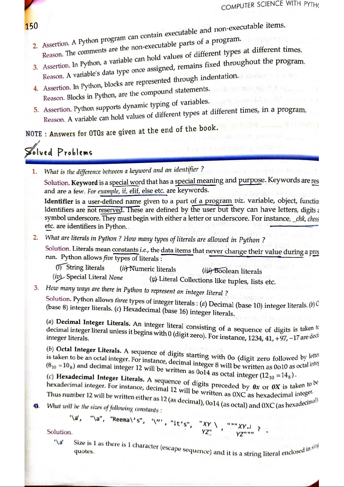 COMPUTER SCIENCE WITH PYTH 150: PYTHON FUNDAMENTALS NOTES - Studocu